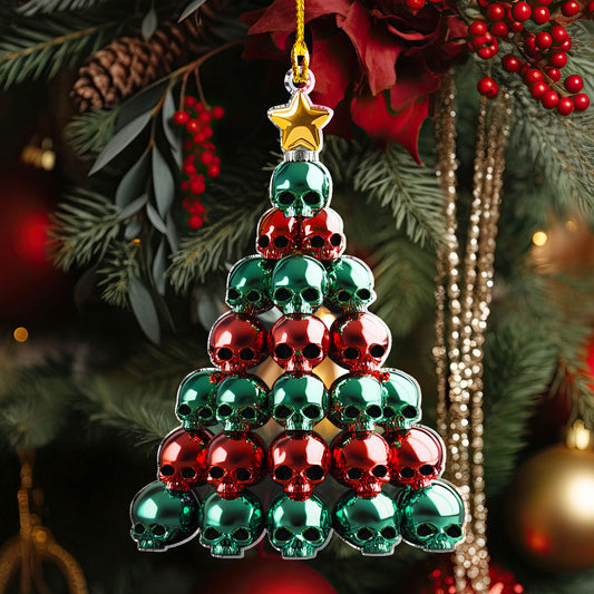 Shineful 2D Acrylic Ornament - Merry Skullmas Tree