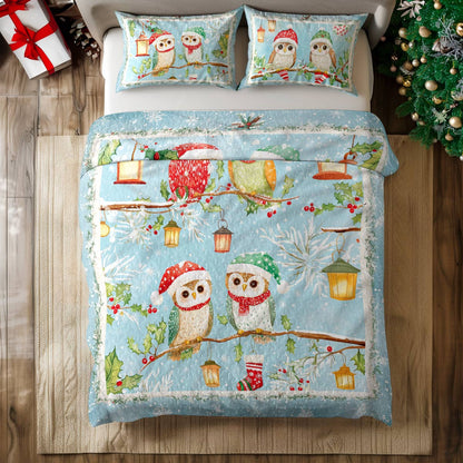 Shineful All Season Quilt 3-Piece Set Owl Christmas