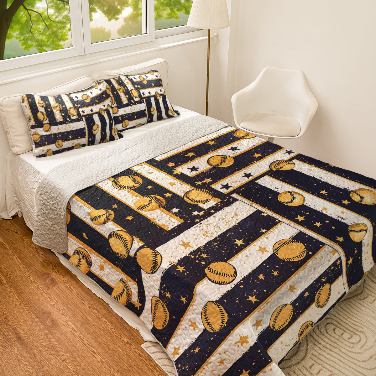 Shineful All Season Quilt 3-Piece Set Softball Dreams