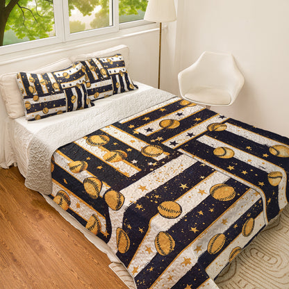 Shineful All Season Quilt 3-Piece Set Softball Dreams