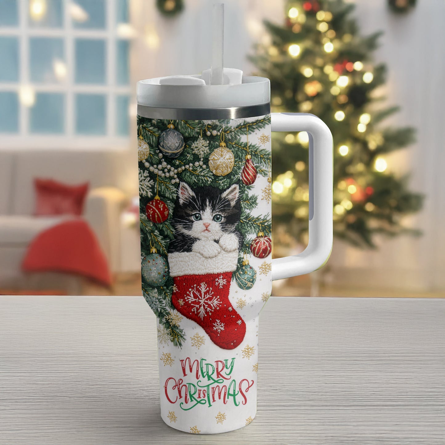 Shineful Tumbler Christmas Stocking Kitten