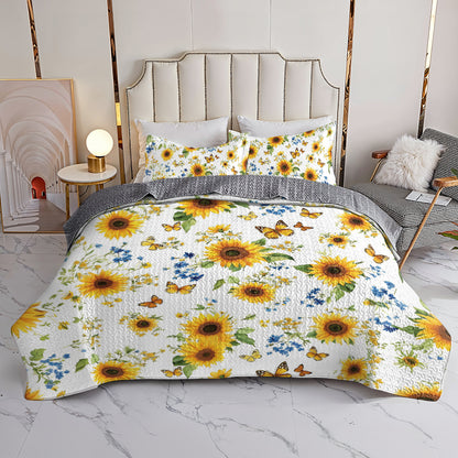 Shineful All Season Quilt 3-Piece Set Little Sunflower And Butterfly