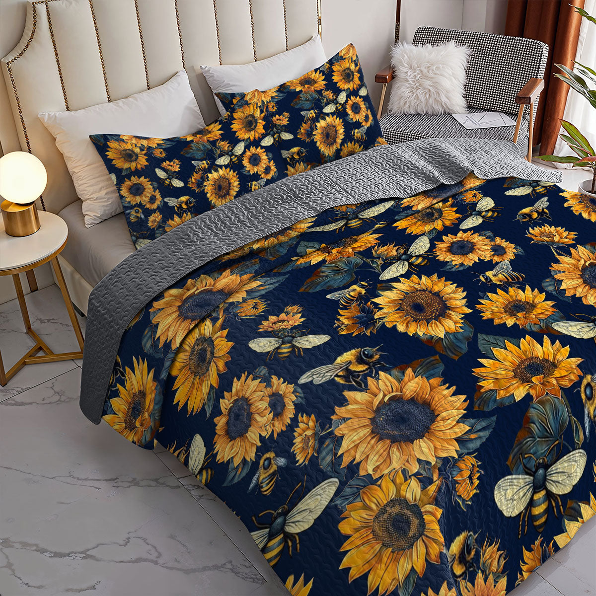 Shineful All Season Quilt 3-Piece Set Bee & Sunflower Vibes
