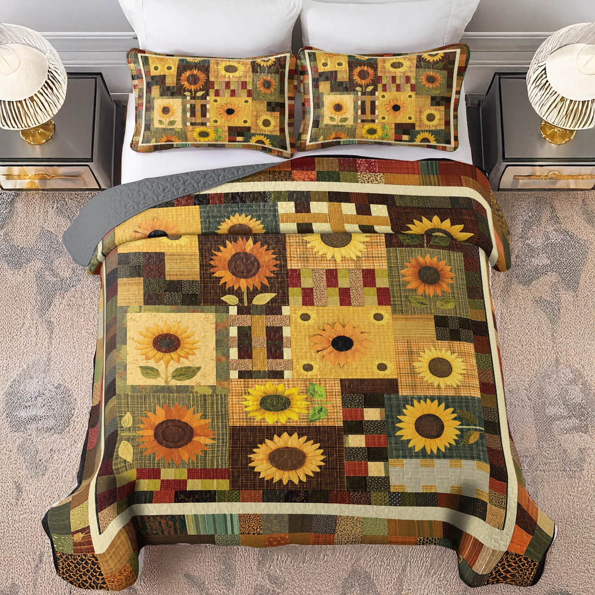 Shineful All Season Quilt 3-Piece Set - Sunflower Sunshine Harvest