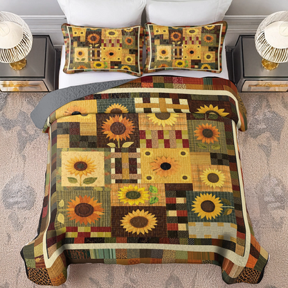 Shineful All Season Quilt 3-Piece Set - Sunflower Sunshine Harvest