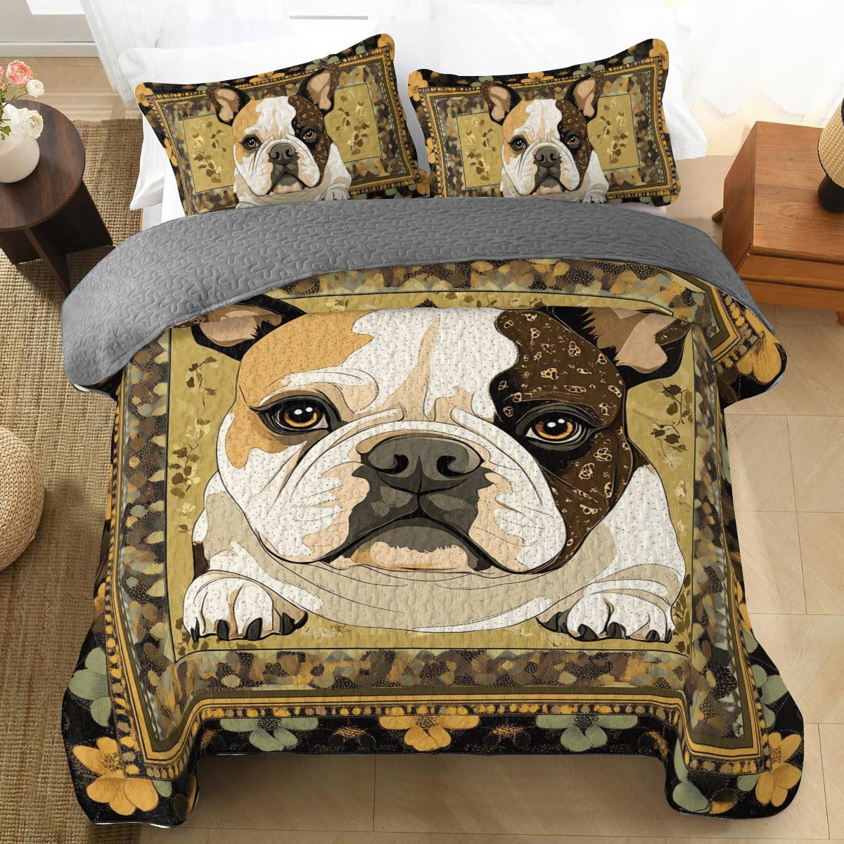 Shineful All Season Quilt 3-Piece Set Bulldog Bliss