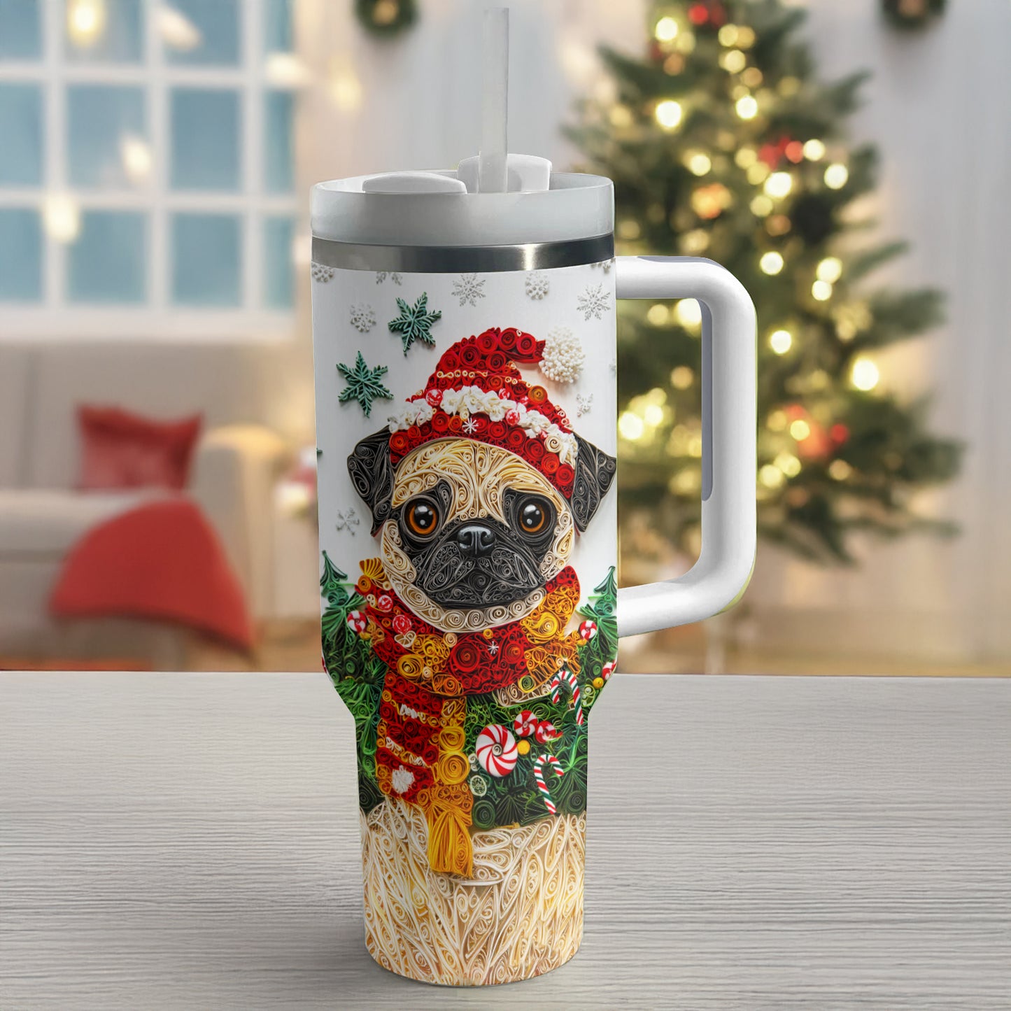Shineful Glossy Tumbler Puggy Christmas