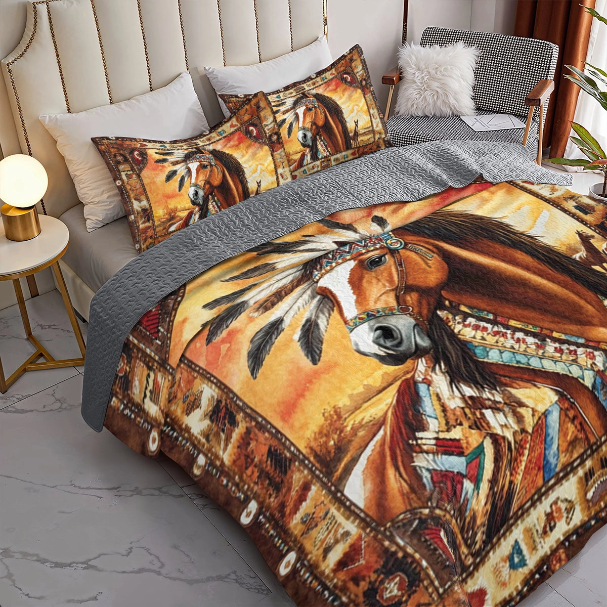 Shineful All Season Quilt 3-Piece Set Majestic Stallion