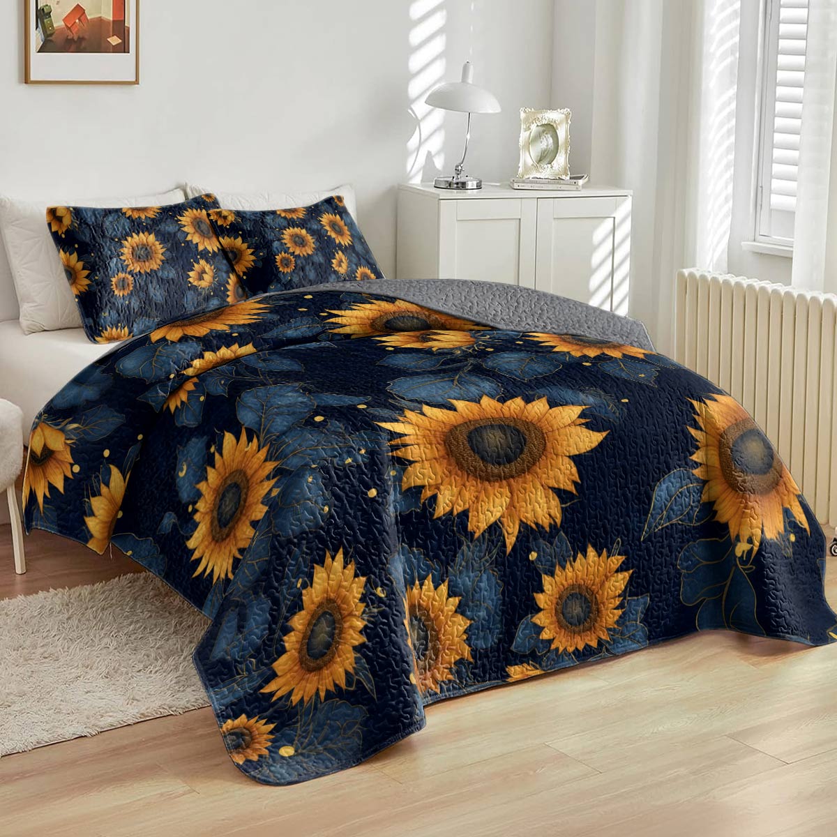 Shineful All Season Quilt 3-Piece Set Sunflower Majesty