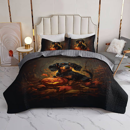 Shineful All Season Quilt 3-Piece Set Spooky Dachshund