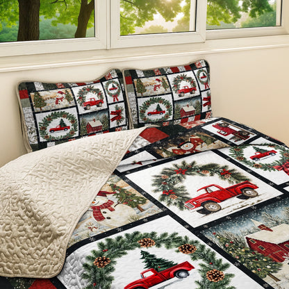 Shineful All Season Quilt 3-Piece Set Christmas Festive Red Truck