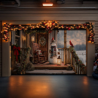 Shineful Garage Door Banner Decoration Cozy Cabin Porch Christmas