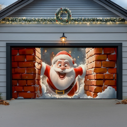 Shineful Garage Door Banner Decoration Santa’s Festive Breakthrough