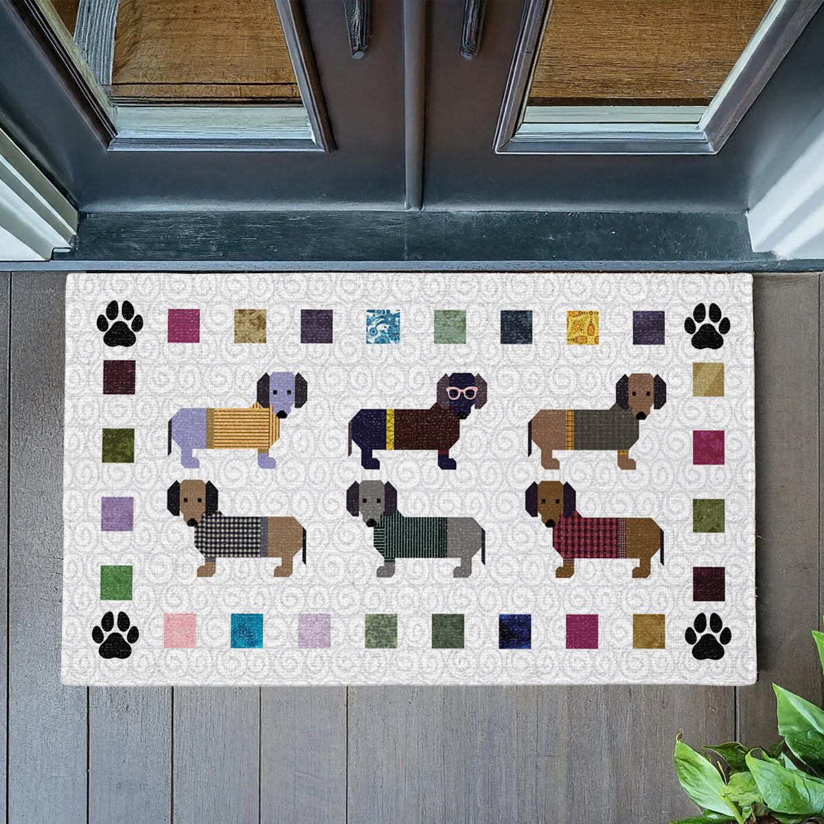 Shineful Dachshund Paws and Patches Ultra-Thin Non Skid Floor Mat, Kitchen Rugs
