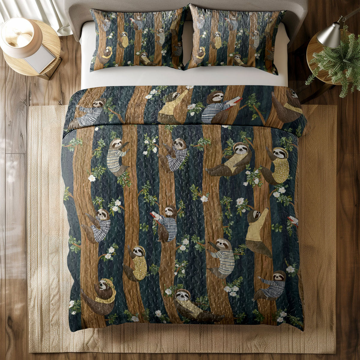 Shineful All Season Quilt 3-Piece Set Sloth Forest Flow