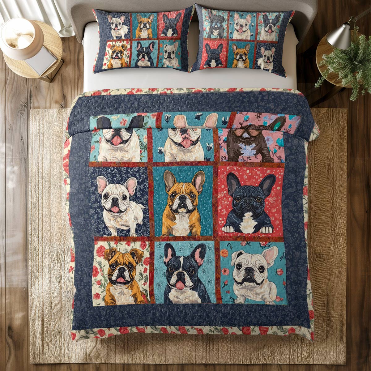 Shineful All Season Quilt 3-Piece Set Vintage Bulldogs