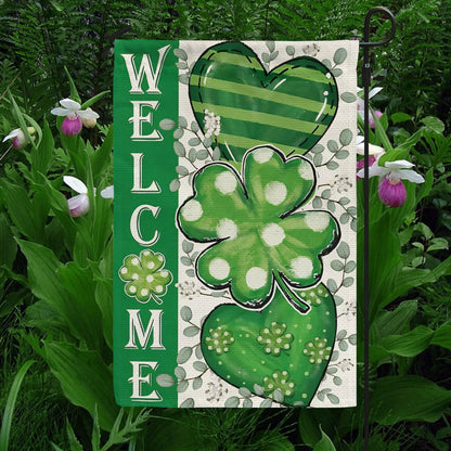 Shineful Gargen Flag 12" x 18" - Welcome Farmhouse Shamrock