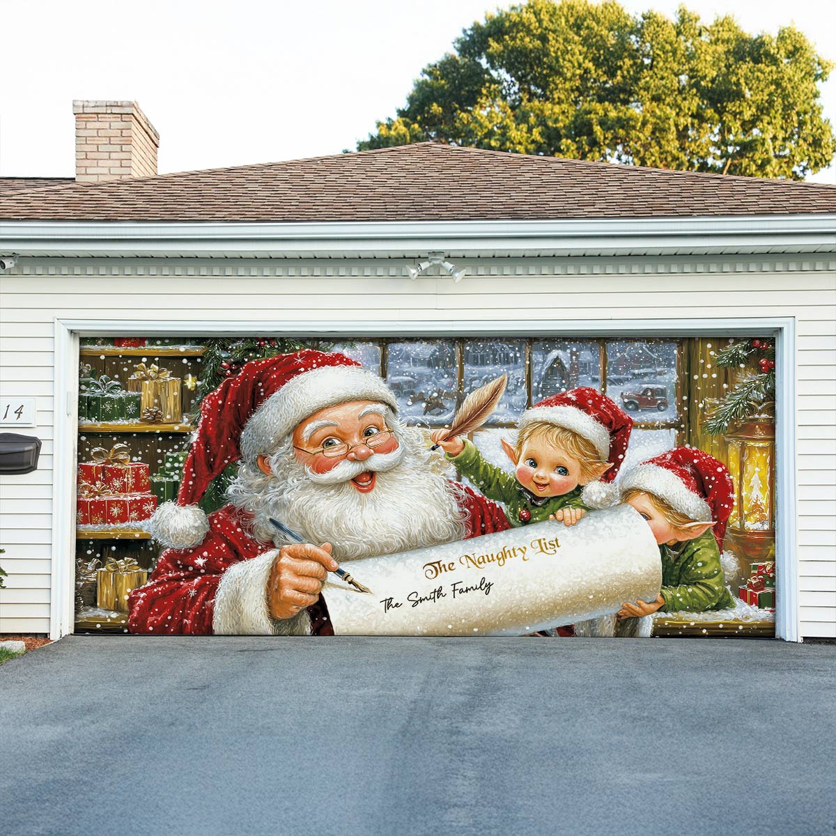 Shineful Garage Door Banner Decoration - Personalized The Naughty List Surprise