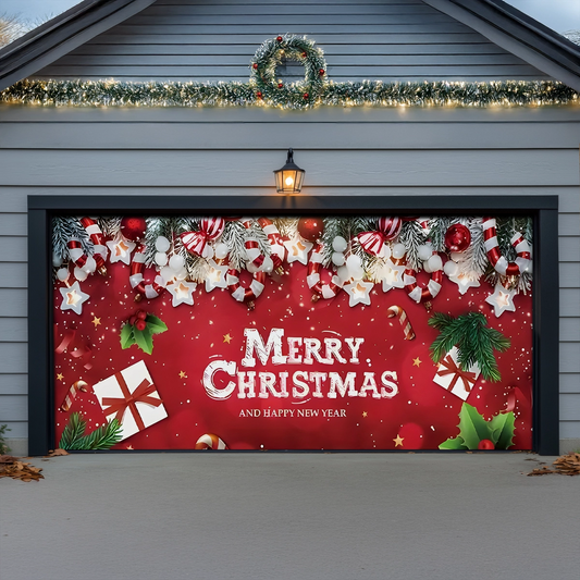 Shineful Garage Door Banner Decoration Christmas Stars & Gifts Festive