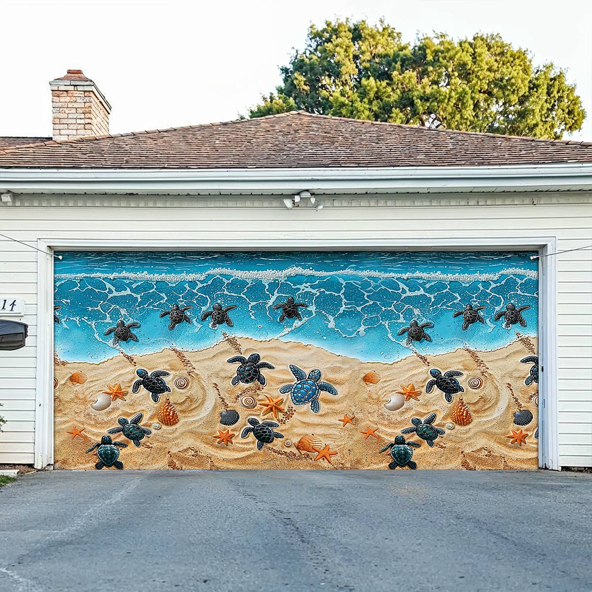 Shineful Garage Door Banner Decoration Sea Turtle Journey