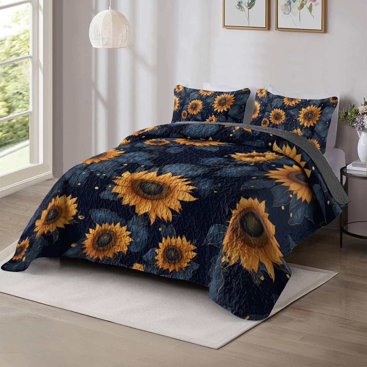 Shineful All Season Quilt 3-Piece Set Sunflower Majesty