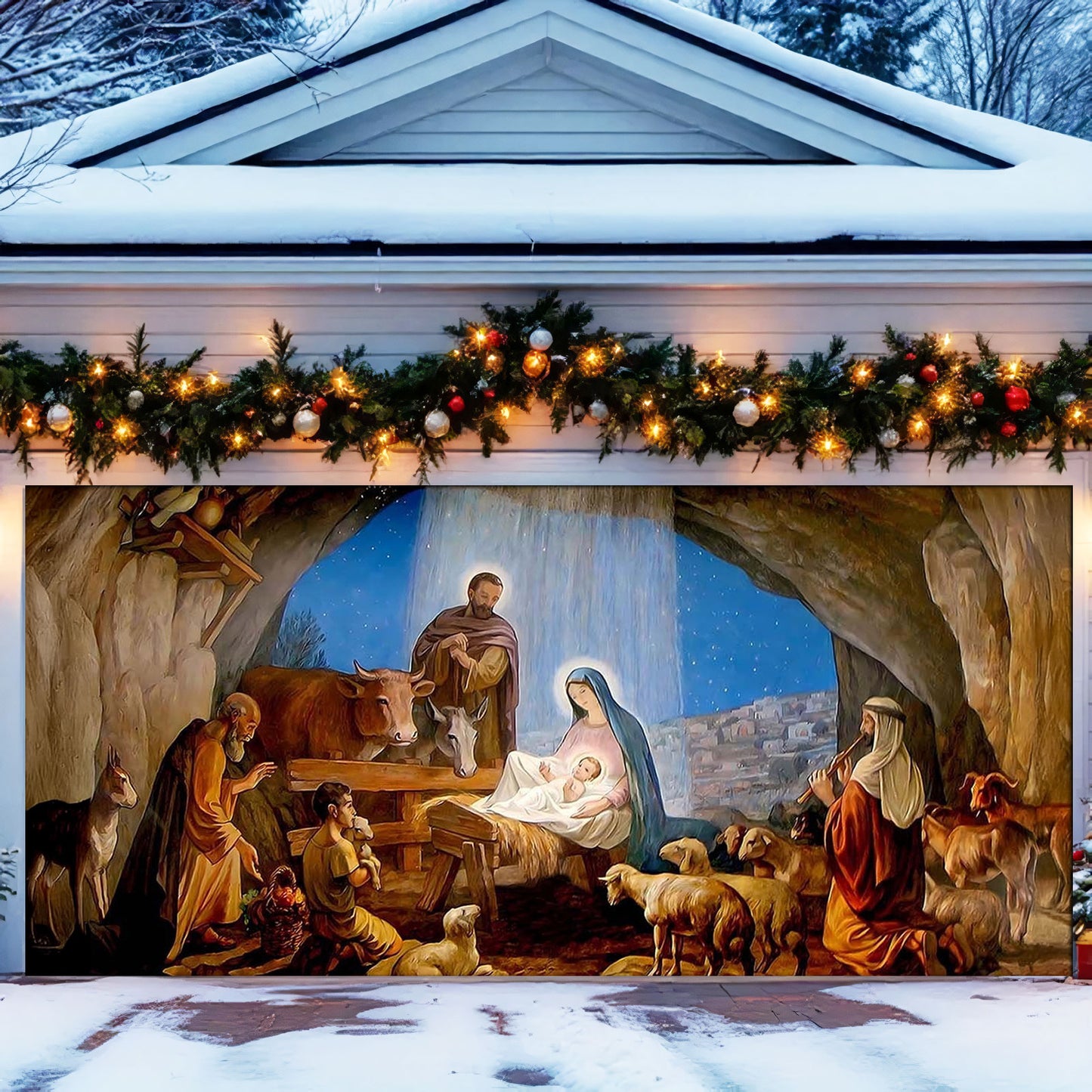 Shineful Garage Door Banner Decoration Graceful Embrace