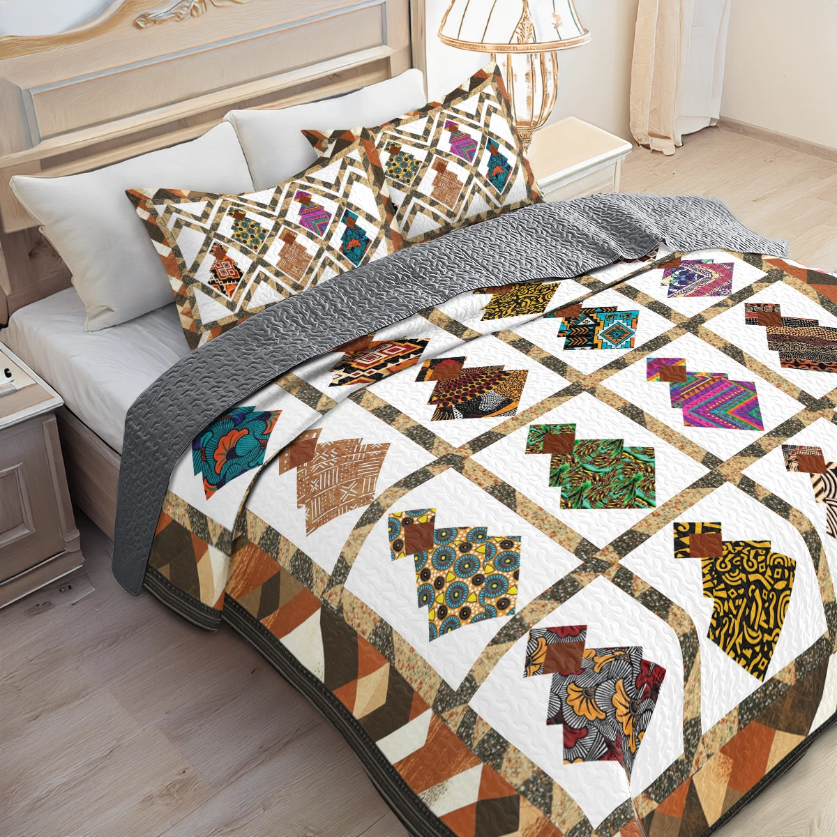 Shineful All Season Quilt 3-Piece Set Black Women’s Empowerment Patchwork
