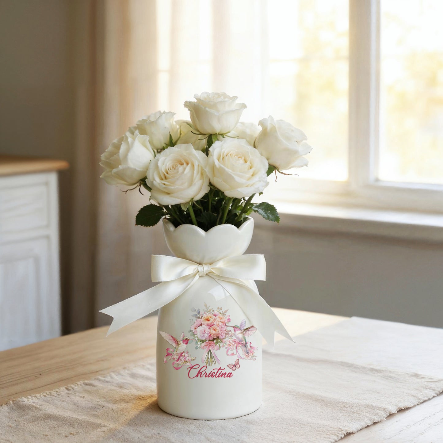 Shineful Flower Vase Personalized Blush Garden