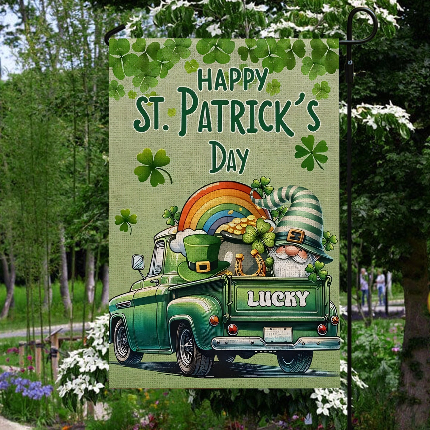 Shineful Gargen Flag 12" x 18" - Shamrock Truck of Luck