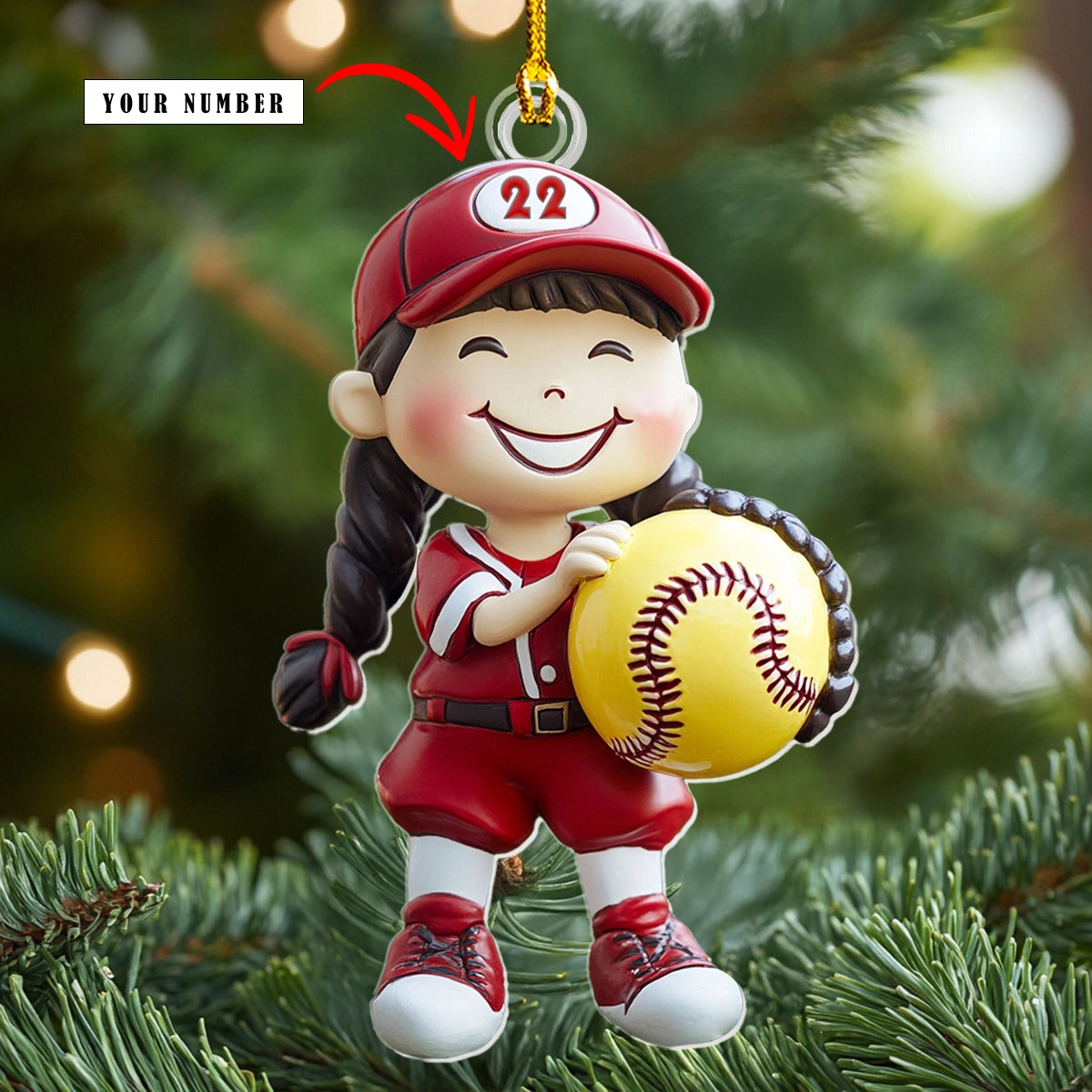 Shineful 2D Acrylic Ornament - Personalized Softball Sweetheart