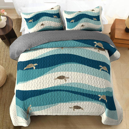 Shineful All Season Quilt 3-Piece Set Turtle Tide