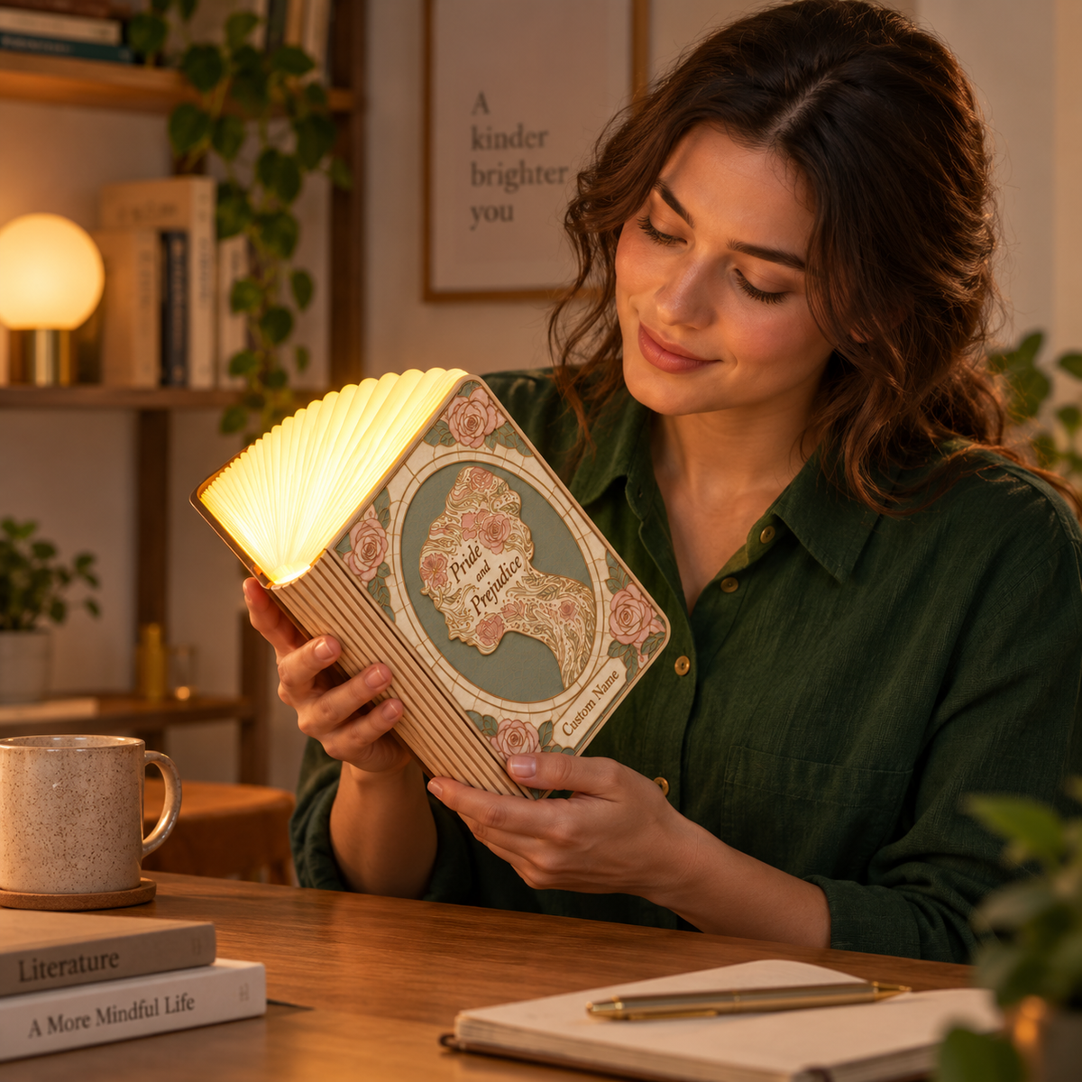 Shineful Price And Prejudice Wooden Book Lamp