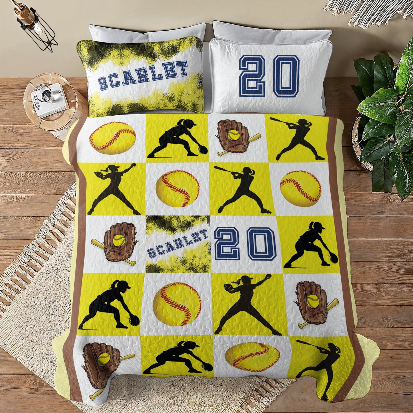 Shineful All Season Quilt 3-Piece Set - Personalized All-Star Softball