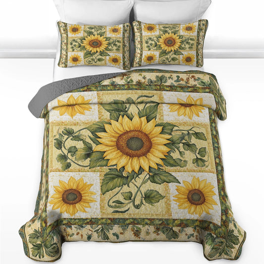 Shineful All Season Quilt 3-Piece Set Sunflower Garden Bliss