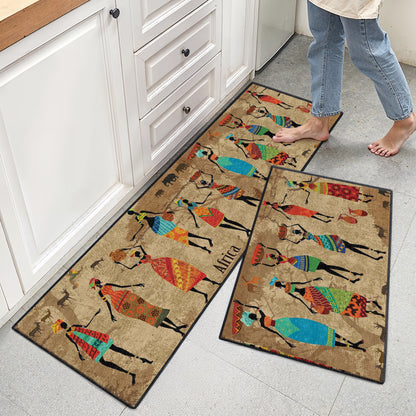 Shineful Ultra-Thin Non Skid Floor Mat, Kitchen Rugs African Rhythm