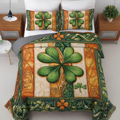 Shineful All Season Quilt 3-Piece Set Celtic Clover