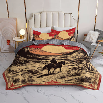 Shineful All Season Quilt 3-Piece Set Western Sunset Cowboy