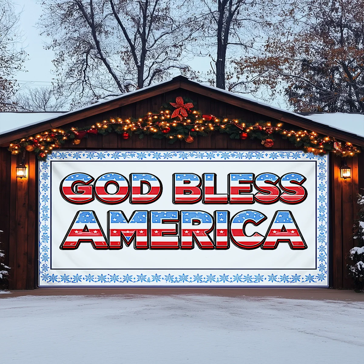 Shineful Garage Door Banner Decoration God Bless America