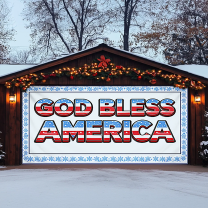 Shineful Garage Door Banner Decoration God Bless America