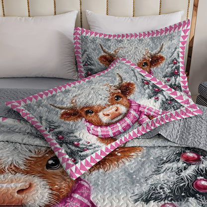 Shineful All Season Quilt 3-Piece Set Cozy Winter Highland Cow