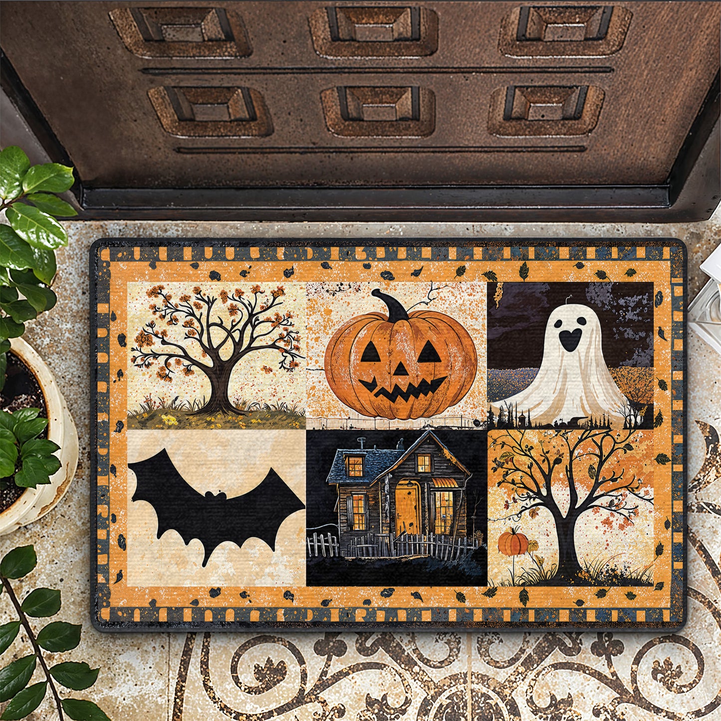 Shineful Trick Or Treat Halloween Ultra-Thin Non Skid Floor Mat, Kitchen Rugs