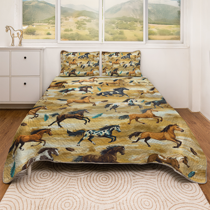 Shineful All Season Quilt 3-Piece Set Wild Horse Dreams