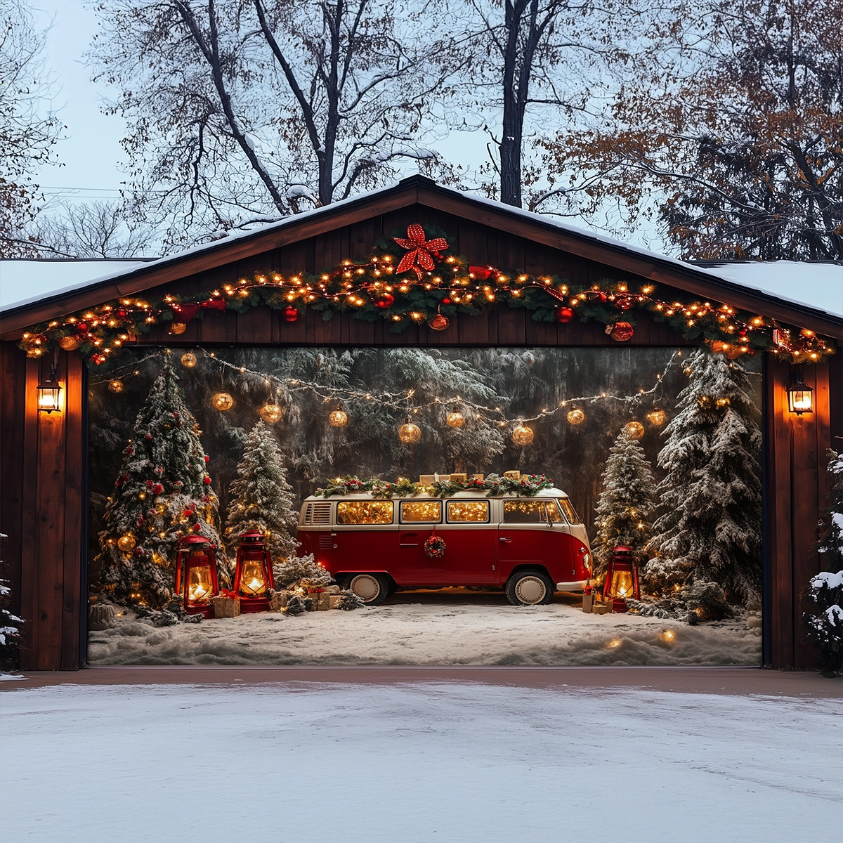 Shineful Garage Door Banner Decoration - Holiday Camper Wonderland