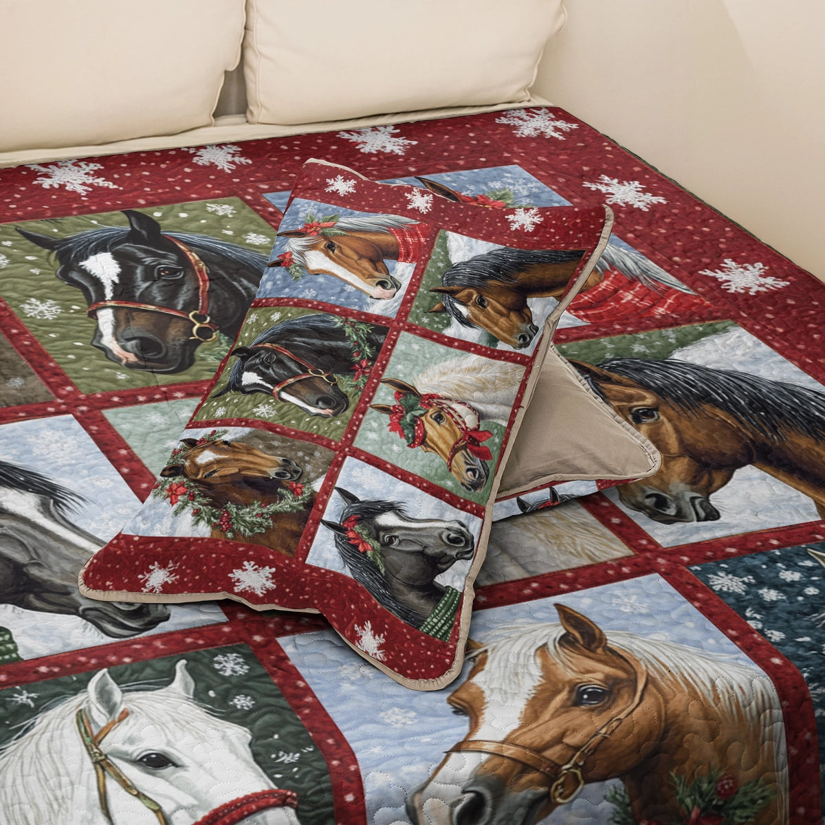 Shineful All Season Quilt 3-Piece Set Holiday Horses