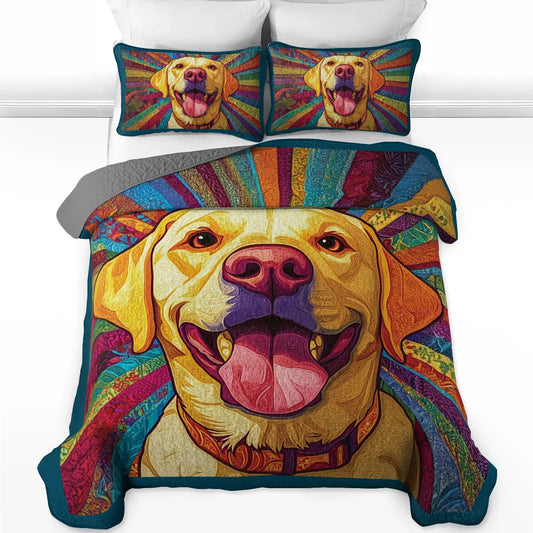 Shineful All Season Quilt 3-Piece Set - Happy Labrador