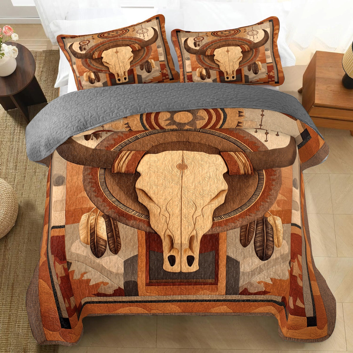 Shineful All Season Quilt 3-Piece Set Totem of Land