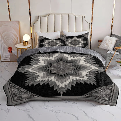 Shineful All Season Quilt 3-Piece Set Black Star Silence