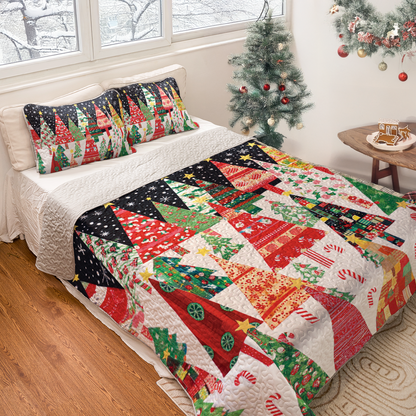 Shineful All Season Quilt 3-Piece Set Starry Night Christmas Tree