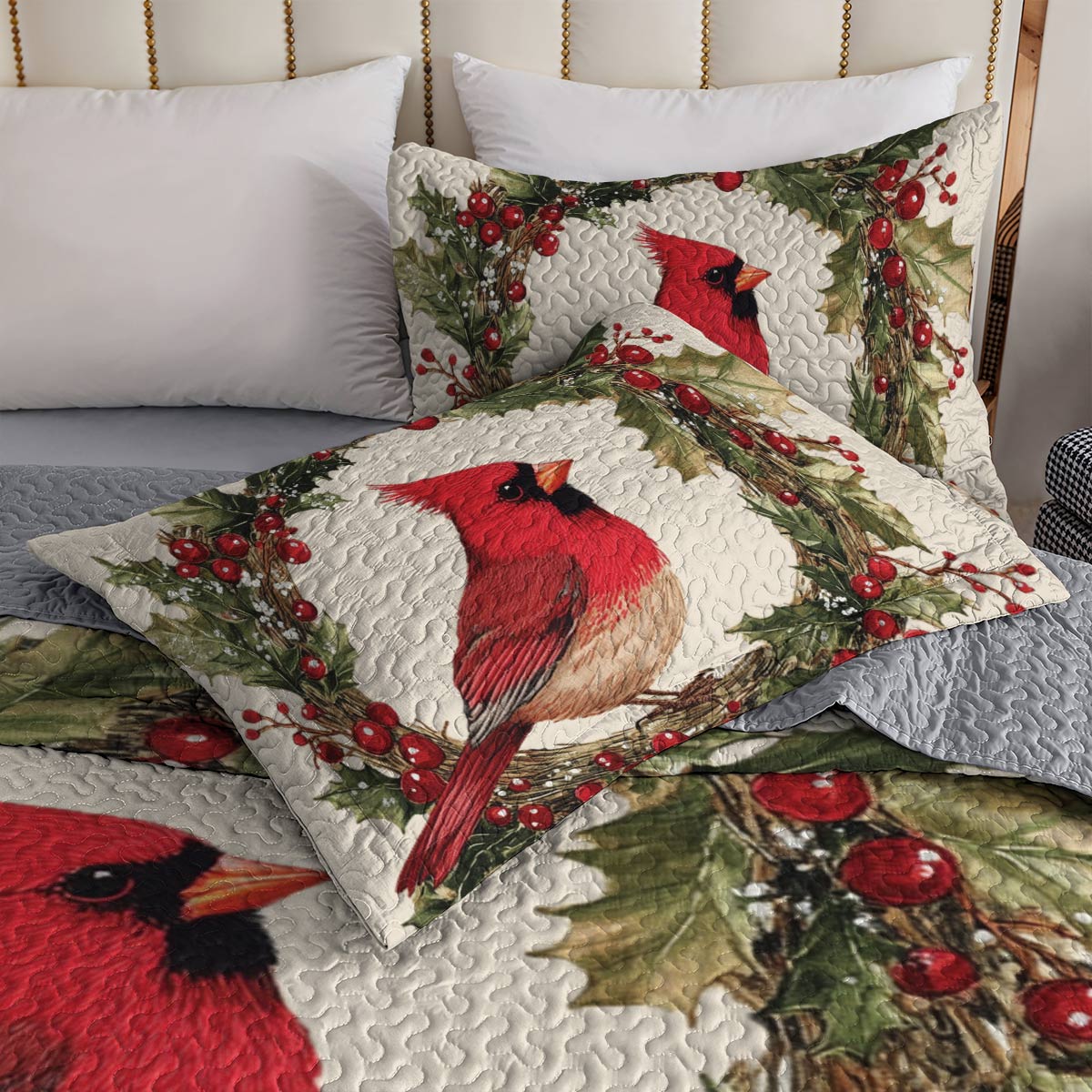 Shineful All Season Quilt 3-Piece Set Cardinal Christmas