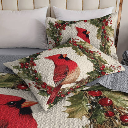 Shineful All Season Quilt 3-Piece Set Cardinal Christmas